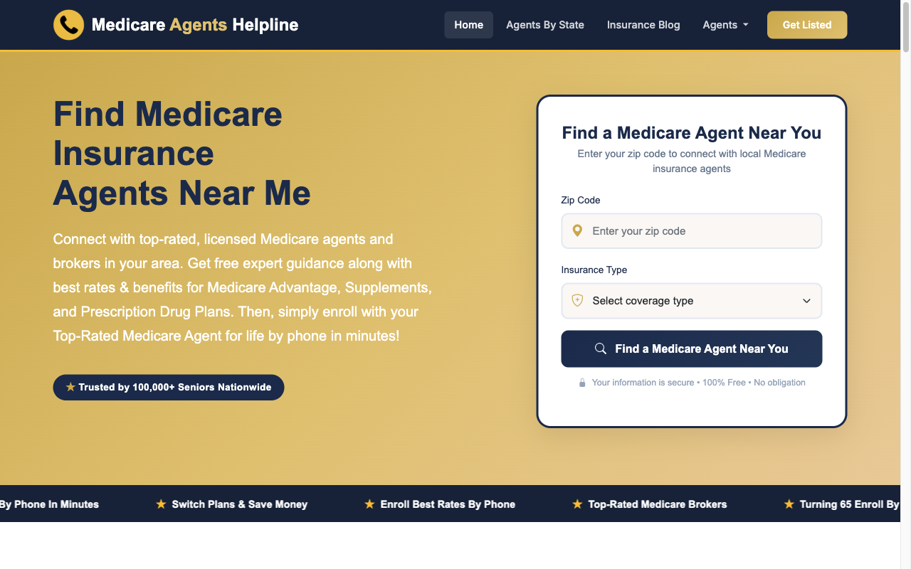 Medicare Agents Helpline screenshot